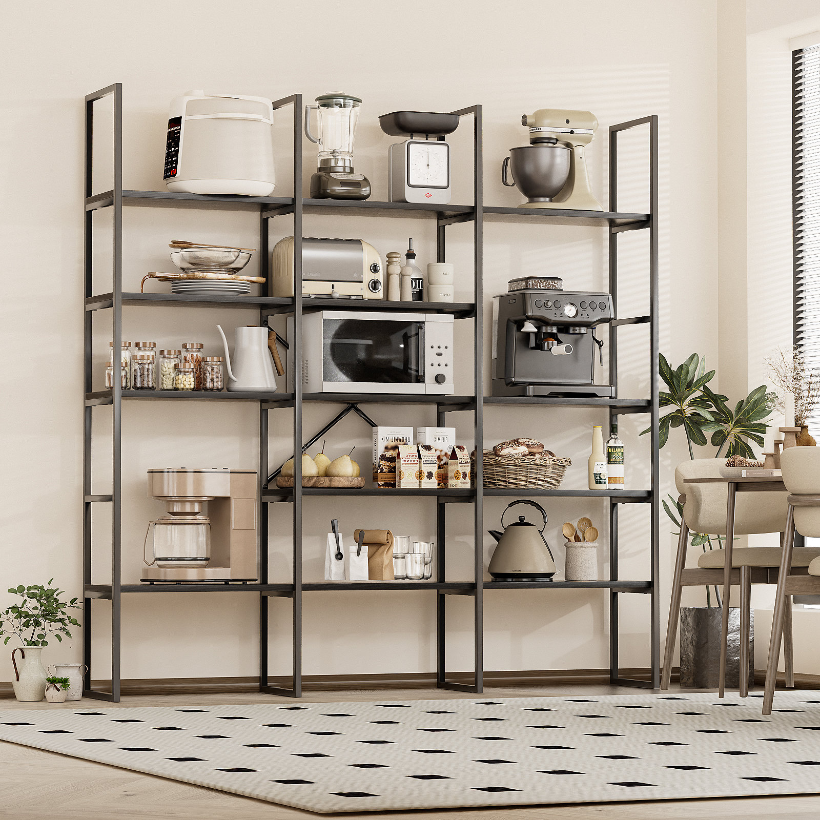 Mercer41 71 Inches Triple 5 Tier Book Shelf Industrial Large Bookcase mercer41-71-inches-triple-5-tier-book-shelf-industrial-large-bookcase