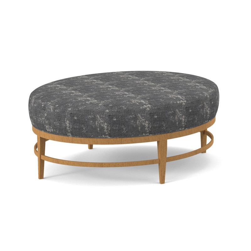 Elliptic Oval Ottoman, Amber, Venice Navy 100% Polyester