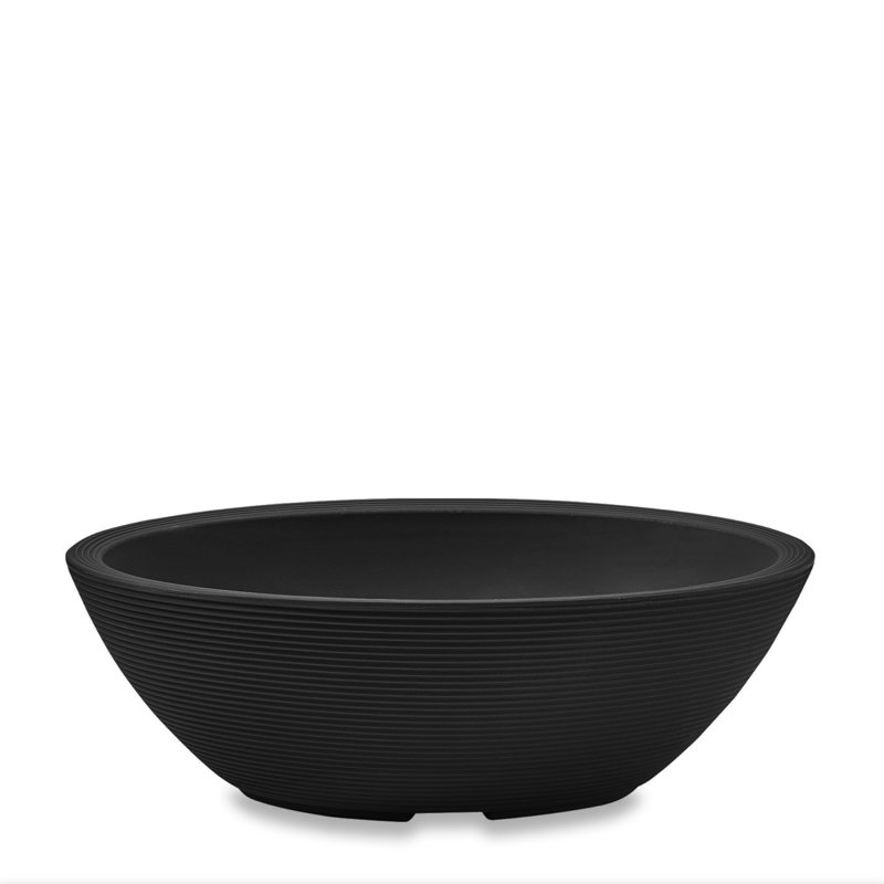 Caviar Black 24-Inch Oval Polyethylene Resin Planter Bowl