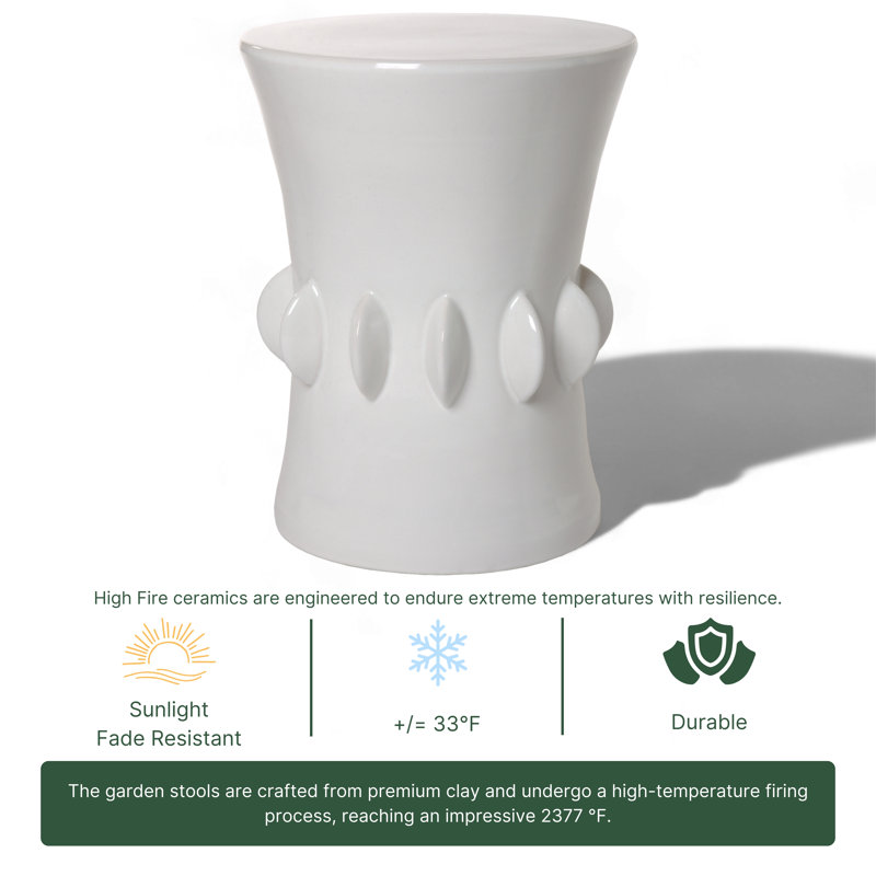 Jewel Garden Stool, White