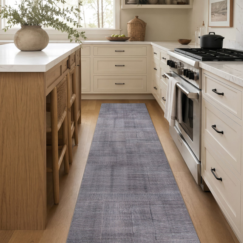 Tapis gris antidérapant Lin Lin, Gris, 2 pi x 12 pi