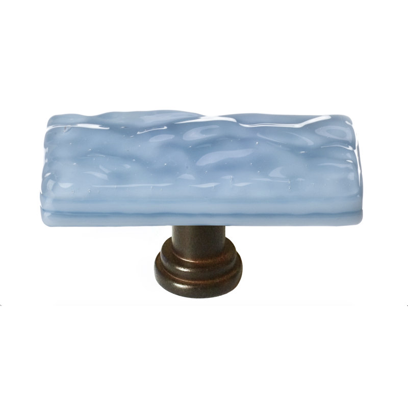 Poignée de meuble longue vitrée 2 po Glacier, Bronze huilé, Bleu poudré