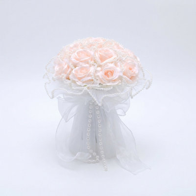 Bouquet de mariage de 9 pouces, bouquet de roses artificielles pour le lancer, convenant comme cadeau pour la mariée, les demoiselles d'honneur, les mariages et la Saint-Valentin