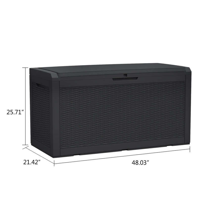 Coffre de terrasse en polypropylène (PP) résistant à l'eau 100 gallons avec coussin Modern Depo, Noir