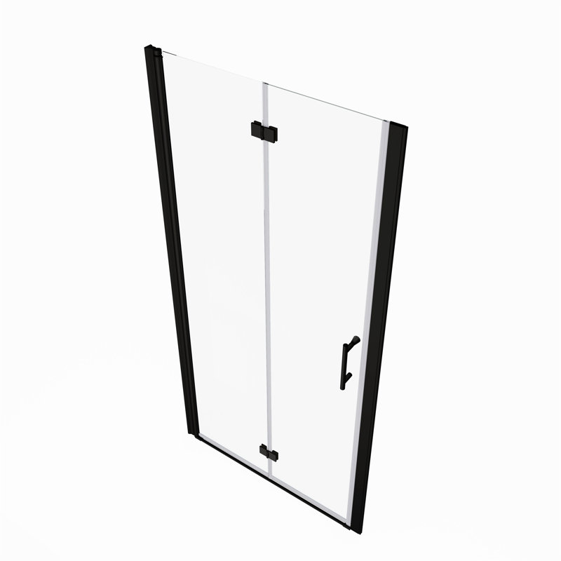 Porte de douche pivotante universelle à réglage de 1 3/8 po avec verre trempé de 1/4 po, Noir mat