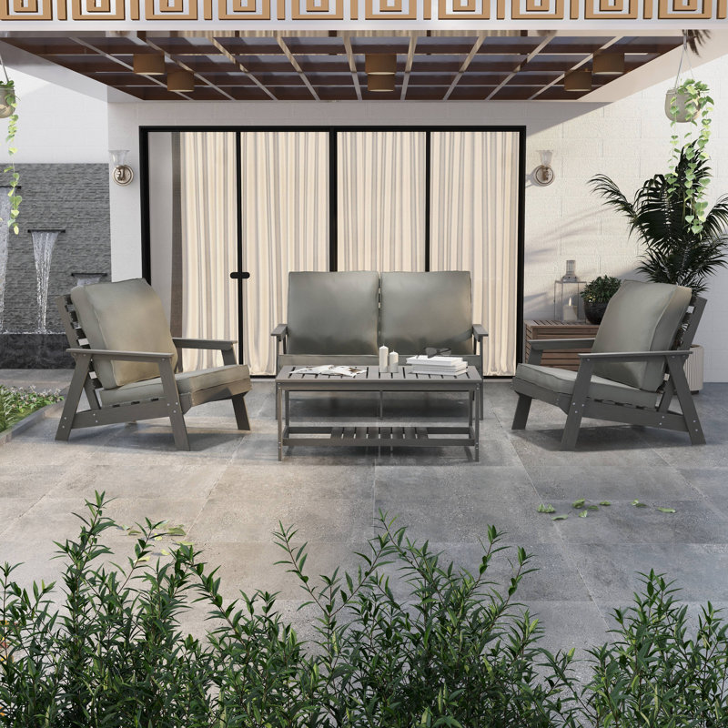 Chaise avec accoudoirs avec coussins amovibles Leisuremod, Taupe
