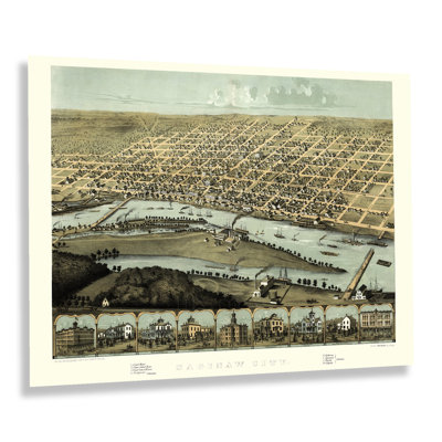 «1867 Saginaw Michigan Map Wall Art» sur