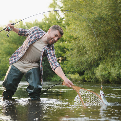Fly Fishing Net Trout Net, Soft Mesh Fishing Net with Safety Rope Lanyard