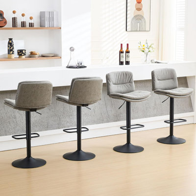 Upholstered Adjustable Height Counter Stool with Metal Frame