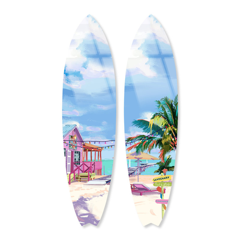 «Beachside Lounge», ensemble de planche de surf en acrylique par Notoriart
