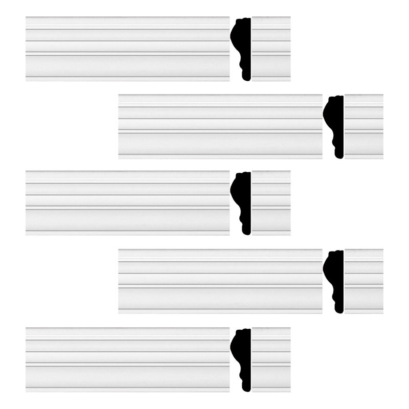 Primed White Urethane Bevel Chair Rail Molding Pack of 5