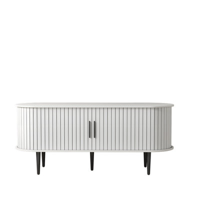 Meuble télé moderne de 119 cm avec compartiment de rangement et porte coulissante, centre de divertissement avec meuble pour salon, chambre ou bureau.