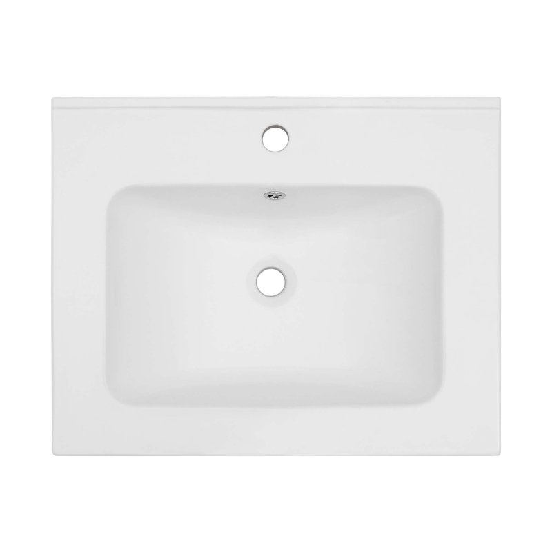 24"x19.7" White Rectangular Single Vanity Top with 1 Faucet Hole and Overflow(Sink Only)