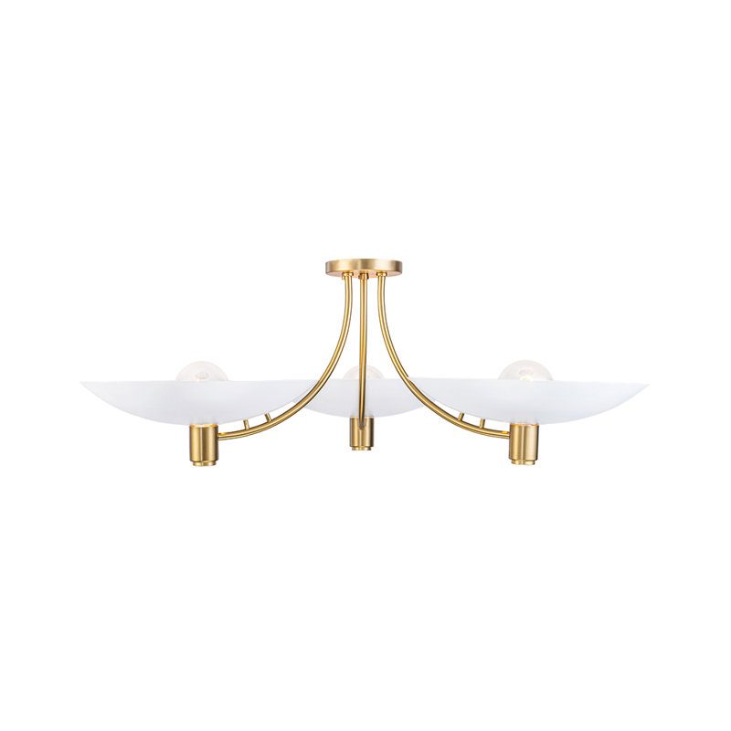 3 - Light 40.6'' Modern Sputnik Bowl Shade Semi Flush Mount