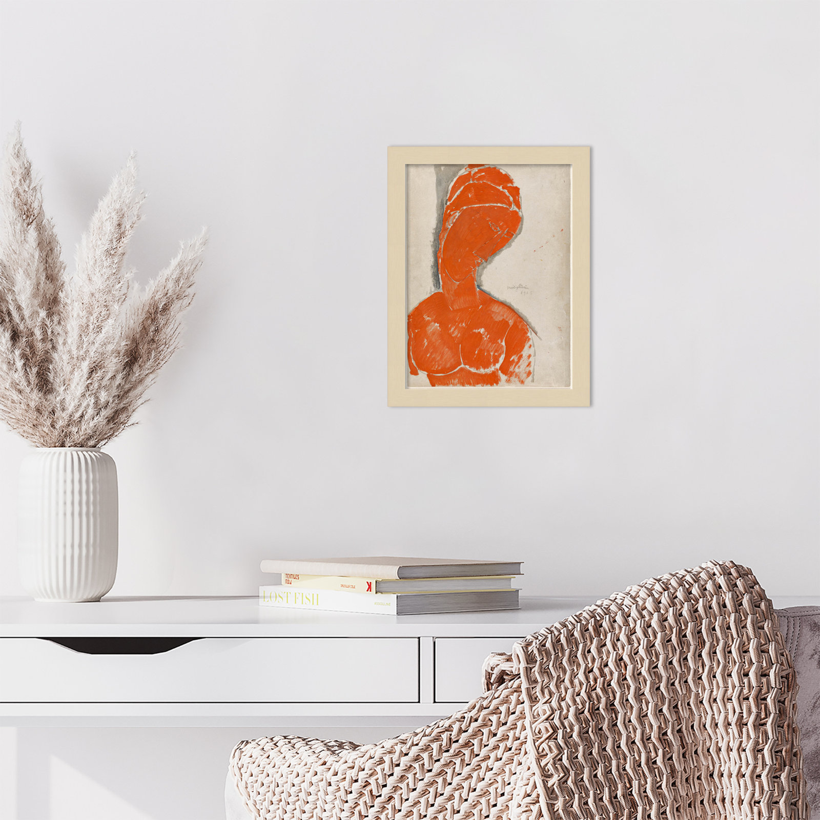Rune "Female Bust in Red" Print, Brown, 13" H x 10" W