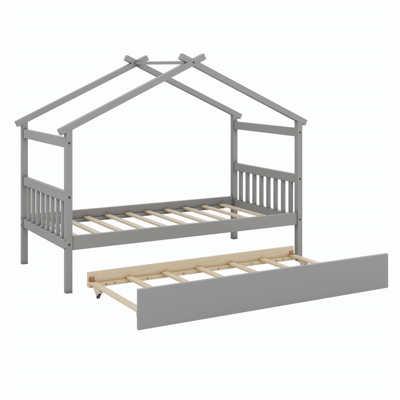 Lit en bois avec couchette, Gris