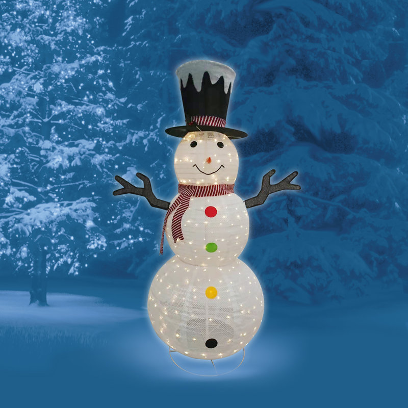 The Holiday Aisle® 6 Ft 200 Lt White/Iridescent Glitter Snowman