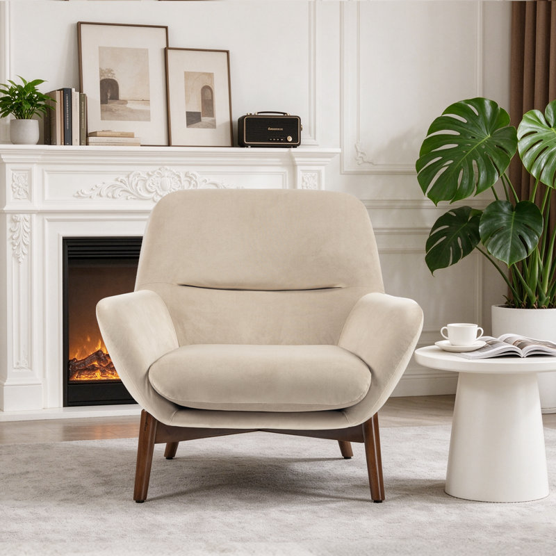 Chaise d'appoint rembourrée Odell, Lin velours