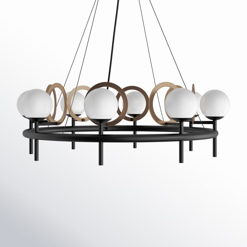 Lustre en roue de chariot à 8 lumières Ryian