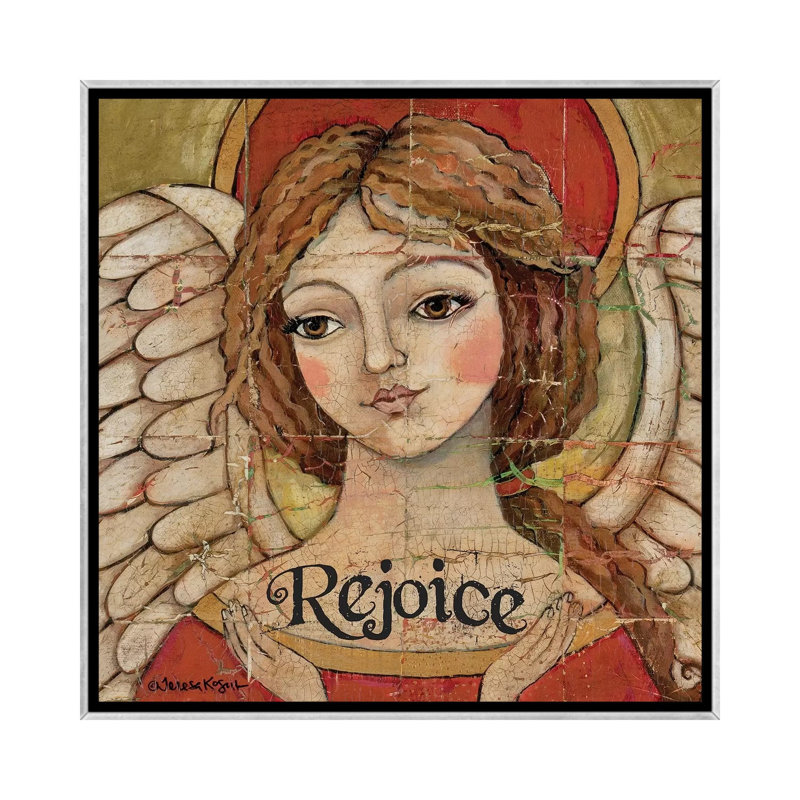 «Rejoice Divinity» par Teresa Kogut - reproduction d'art, H 18 po x l 18 po x 1,5 po, Toile avec cadre argenté, Aucun mat