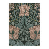 Hand Tufted Wool Floral Area Rug in Tump Green