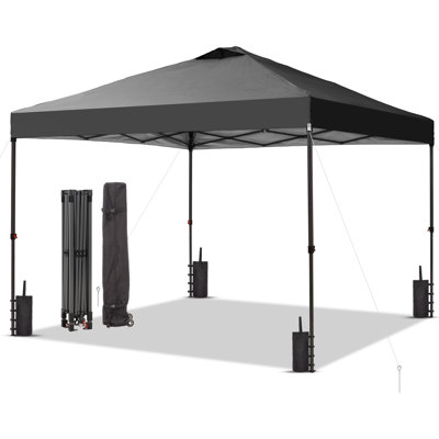 Tente escamotable 12X12 avec installation à une pression, abri portatif instantané avec sacs de sable, noir