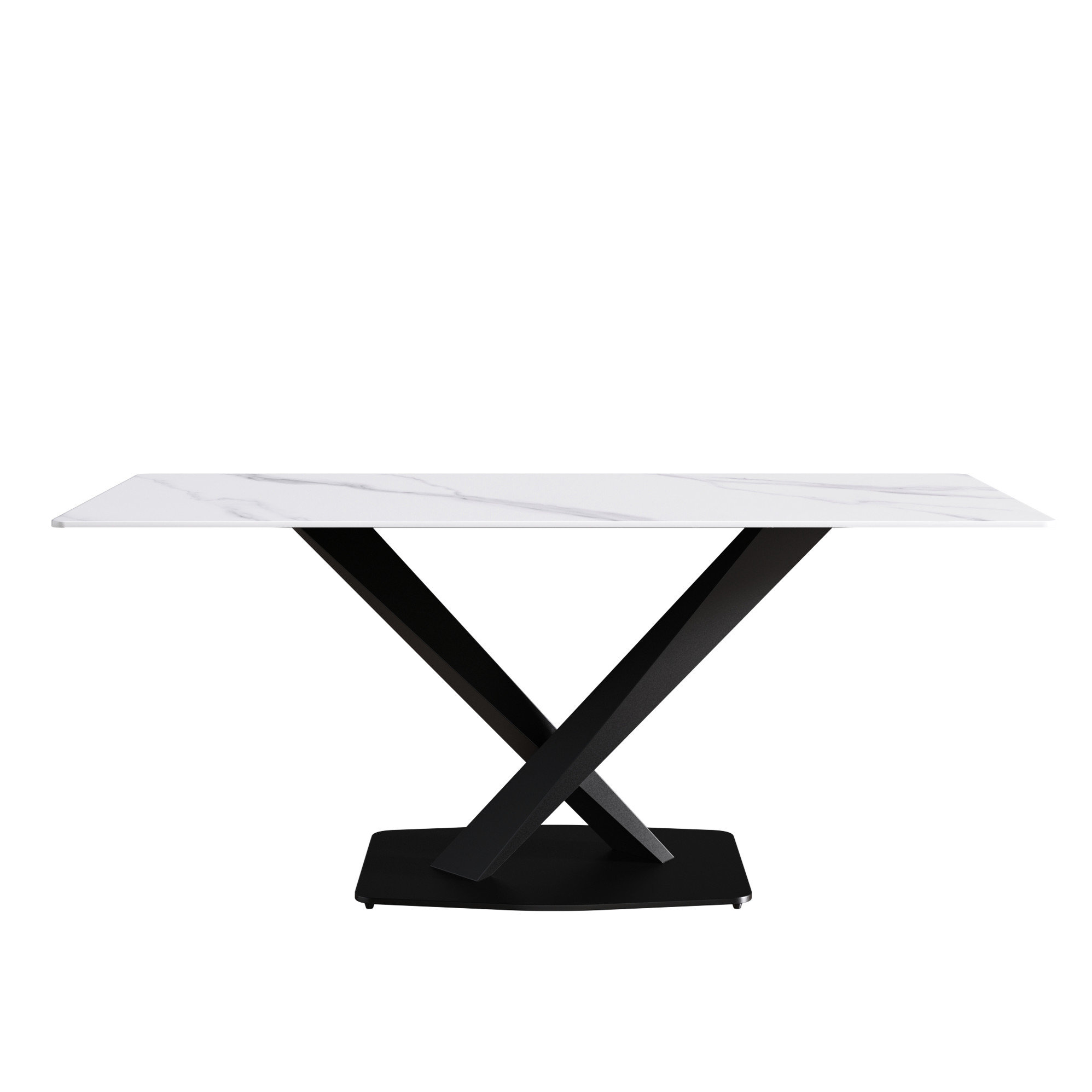 Ivy Bronx White Rectangular Dining Table, 70.98" With Sintered Stone ...