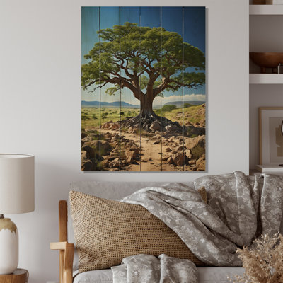 Brahin, splendeur d'arbre vert africain sur bois
