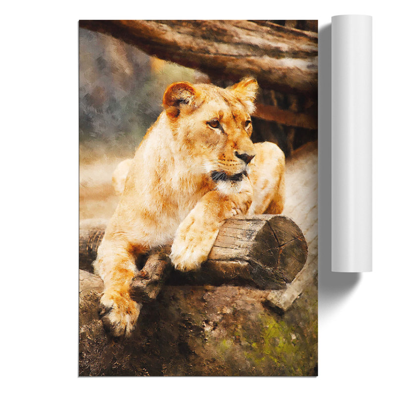 Lioness Painting - Frameless Print, 30cm H x 21cm W x 0.1cm D