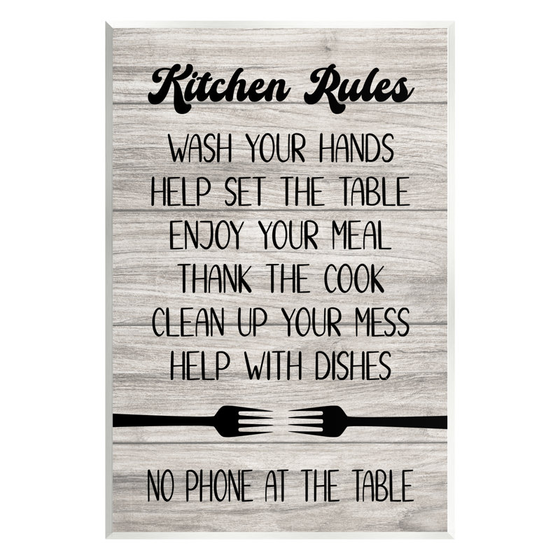Bb-588-Wood " Rustic Kitchen Rules ", 19" H x 13" W x 0.5" D