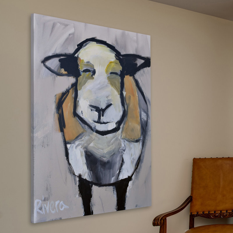 Grinning Sheep by Michelle Rivera - Wrapped Canvas Painting, 114cm H x 76cm W x 3.81cm D