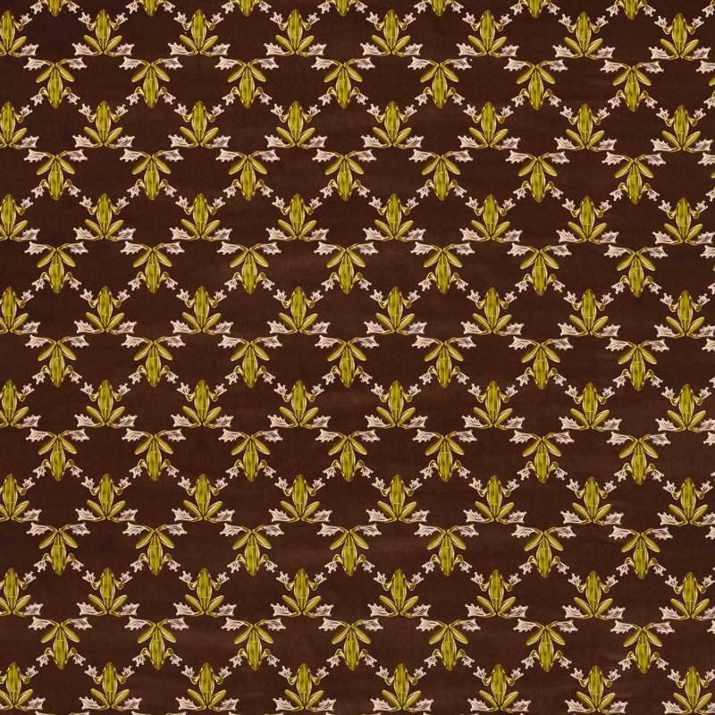 Wood Frog Fabric, Chocolate/Pistachio