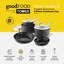 GF900258 Good Food in partnership with Tower Hard Anodised 5 Piece Cookware Set with Tempered Glass Lids, Pouring Lips, 15x Stronger Ceramic Non-Stick Coating, Induction Compatible, Grey