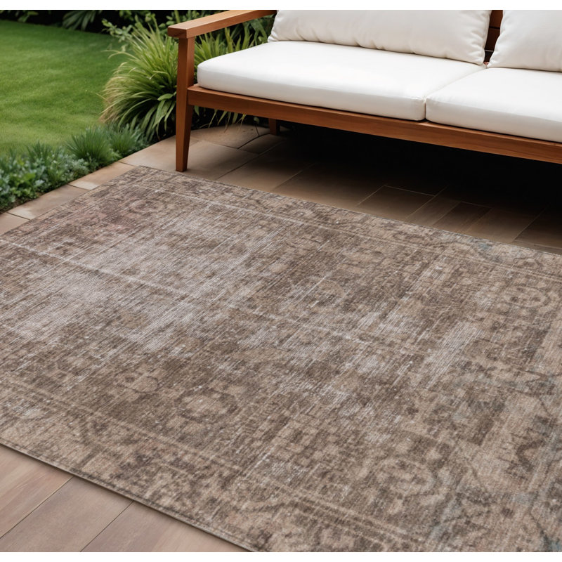 Tapis oriental lavable d'intérieur 9 pi x 12 pi brun