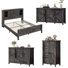 Ensemble de chambre à coucher 4 pièces pour ferme et grange, grand lit, chêne foncé