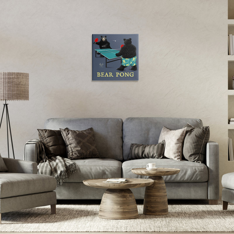 «Bear Pong Animal Humor», conception par Jim Baldwin, H 17 po x l 17 po