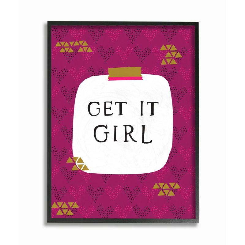 « get it fille glam », art textuel, Giclée encadrée noir minuit, H 14 po x l 11 po x P 1,5 po