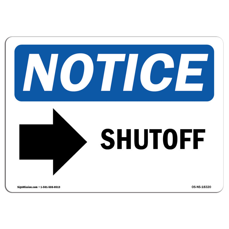 Shutoff [Flèche droite] Panneau en aluminium 18 x 24