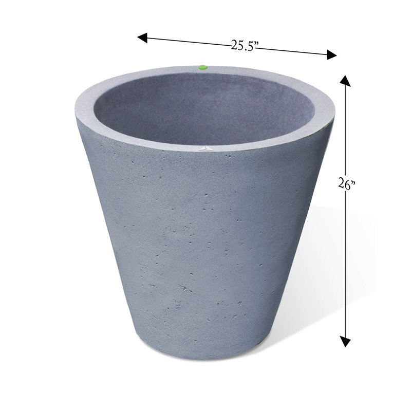 Pot à fleurs rond en plastique Doherty, Pierre taupe