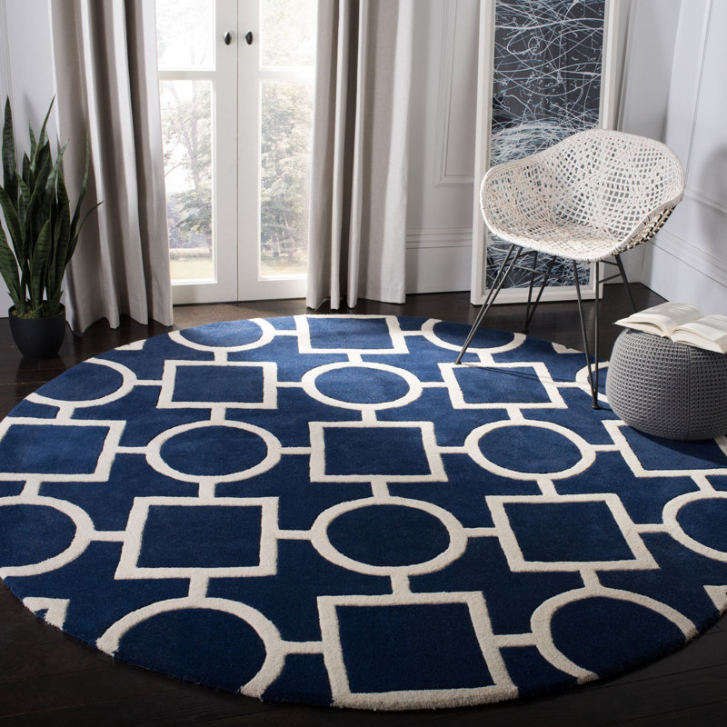 Teresita Hand Tufted Wool Geometric Rug, Round 7'