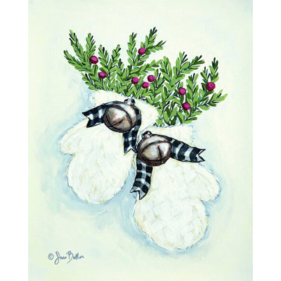 «Jingle Bell Mittens» par Sara Baker - impression sur toile tendue