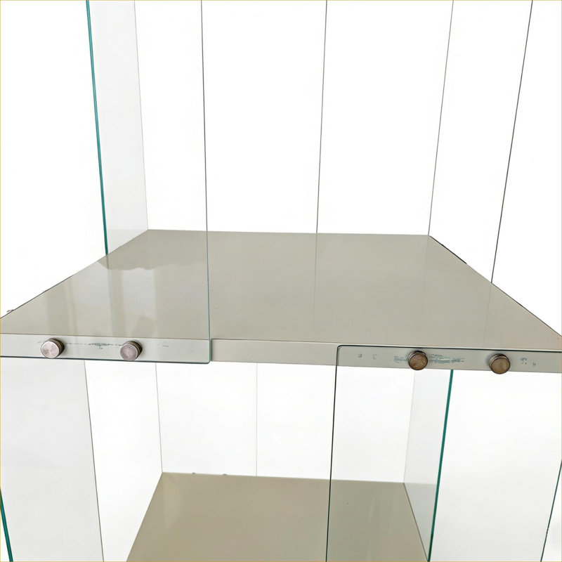 Vitrine rotative à quatre couches en bois d'ingénierie et en verre trempé Clean White pour le rangement des boissons alcoolisées et l'organisation des dossiers, convient à plusieurs pièces
