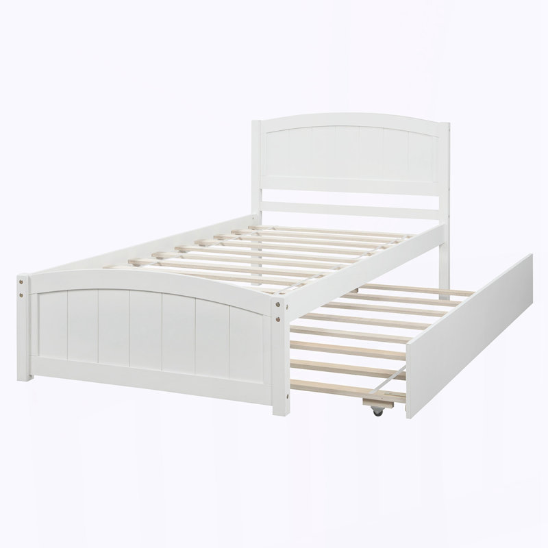 Lit plateforme simple avec lit gigogne, Blanc