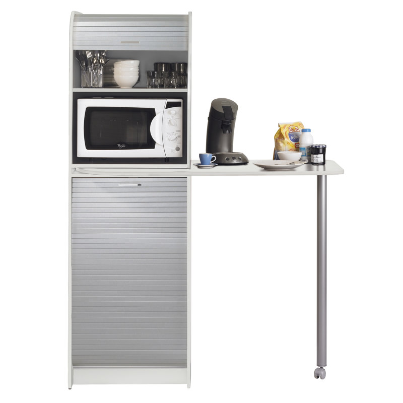 Crispin 180.7cm Kitchen Pantry, White/Aluminium