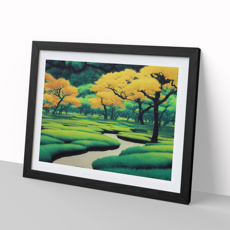 A Peaceful Spring Forest - Single Picture Frame Print, Black, 46cm H x 64cm W