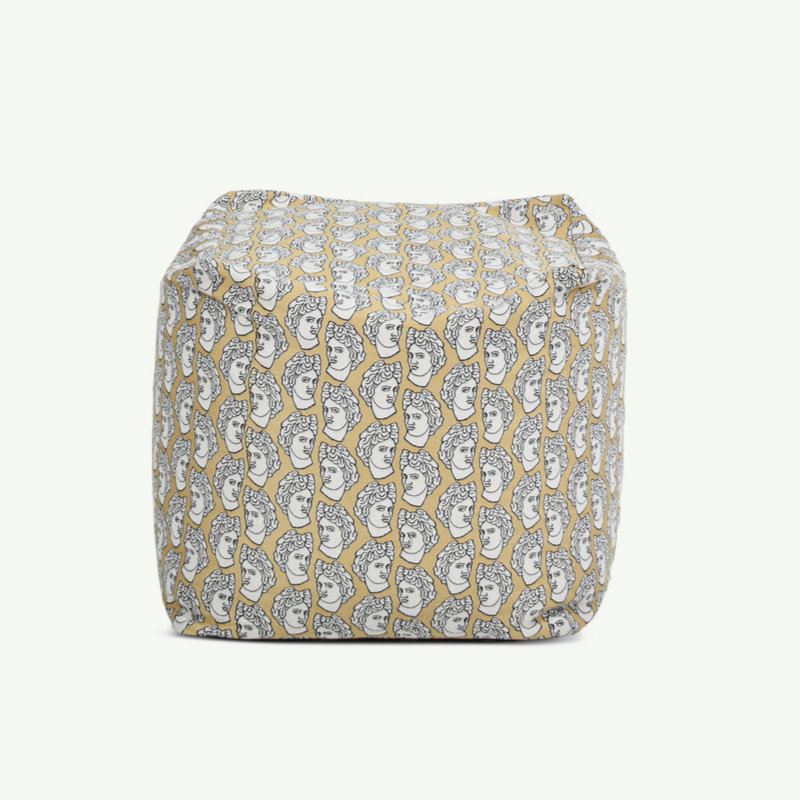Repose-pieds pouf surdimensionné de 20 po avec pouf Apollo doré et crème
