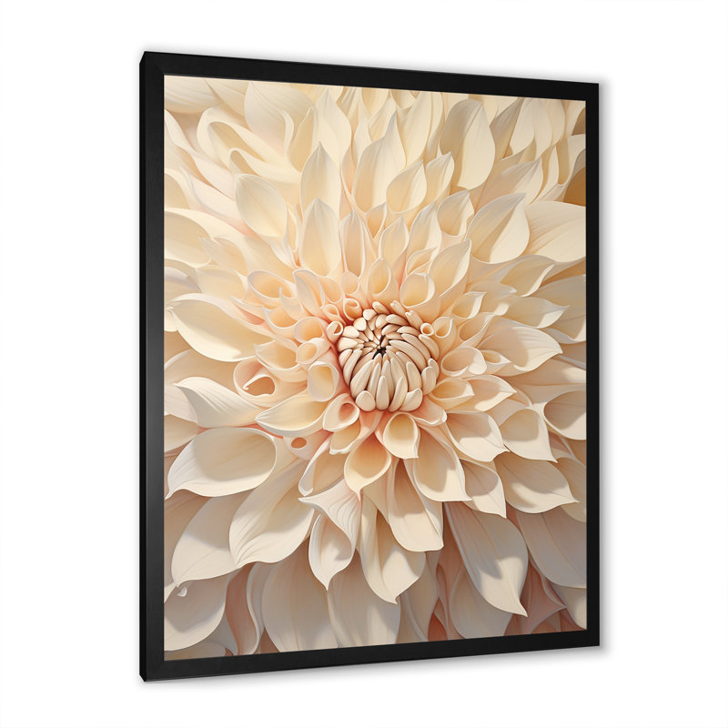 Minimalisme dahlia beige sur toile, H 20 po x l 12 po x P 1 po, Cadre simple noir