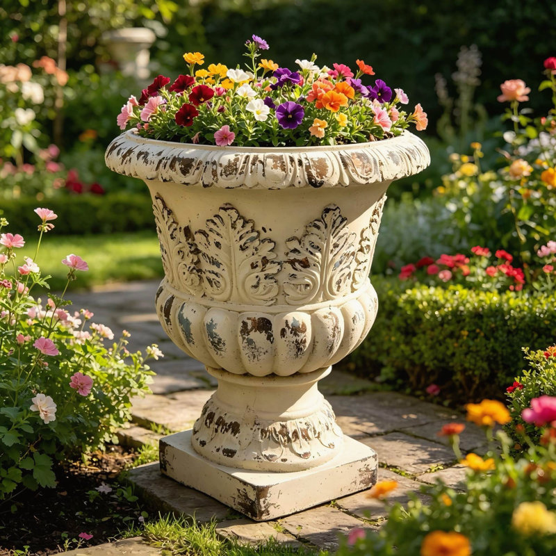 Jardinière MGO 16,53 x 16,53 x 20,47 pouces, blanc antique
