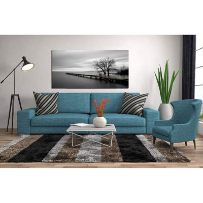 Impression sur toile, moderne, minimaliste, noir et blanc, arbres de lac, paysage, art mural, peinture pour salon, chambre à coucher, bureau, décoration murale, décoration de la maison