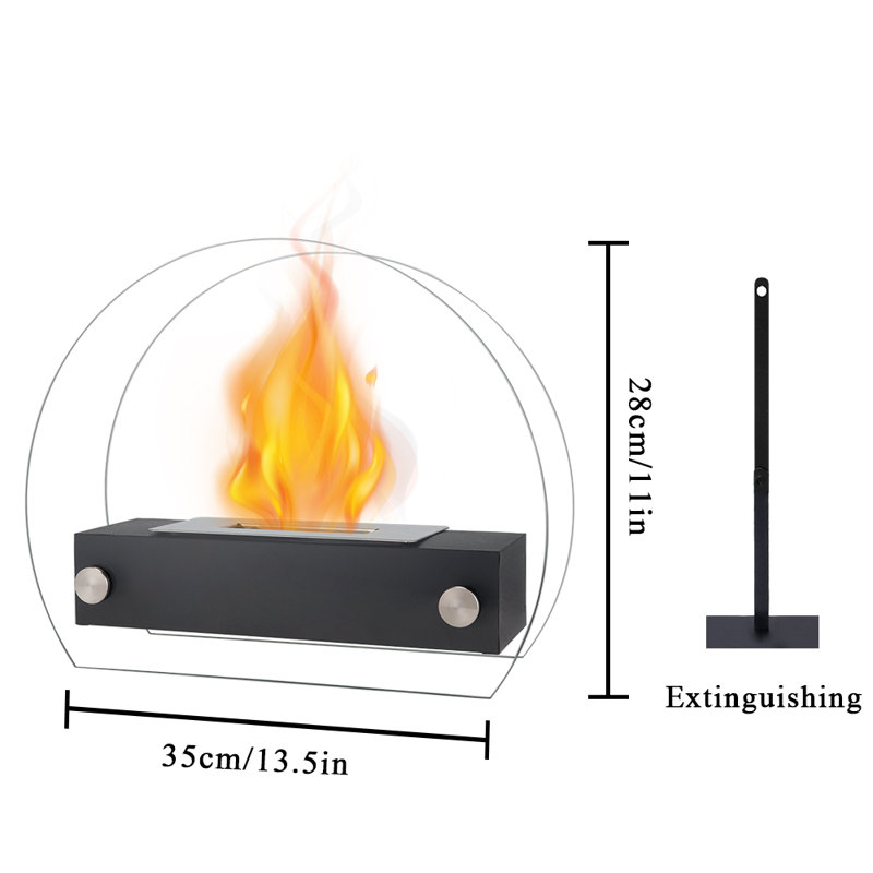 Kevondra Bio-Ethanol Outdoor Tabletop Fireplace with Flame Guard